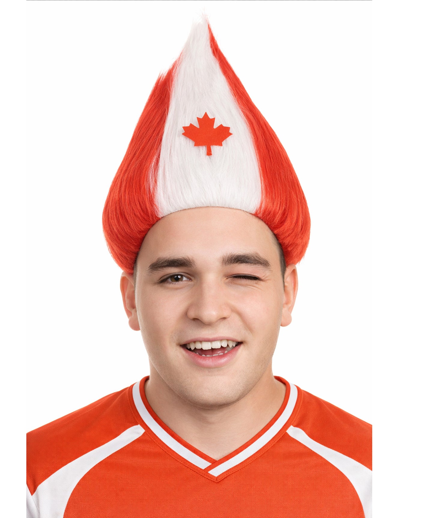 Canada Flag Troll Red & White Wig