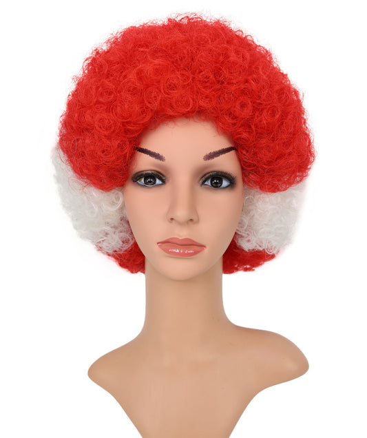 Austria Flag Red & White Clown Afro Wig
