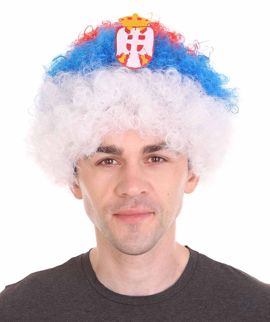SERBIA Flag Afro Multicolor Wig