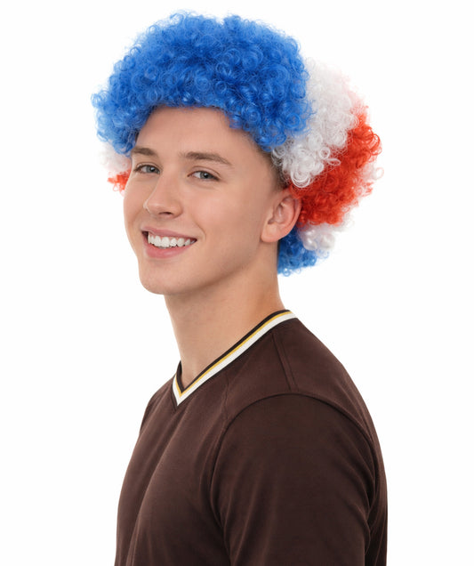 Costa Rica Flag Afro Multicolor Wig