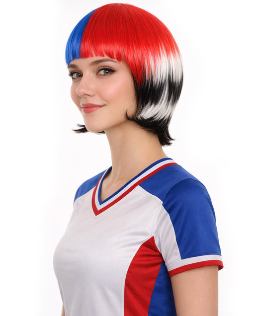 South Korean Flag Bob Multicolor Wig