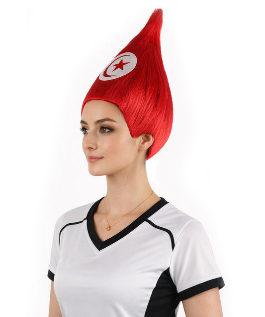 Tunisia Flag Troll Red and White Wig