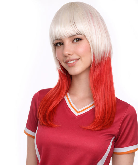 Poland Flag Long Bob White and Red Wig