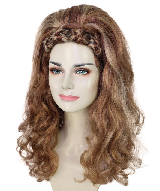 HPO Adult Women's Drag Queen Inspired Long Voluminous Multiple color Wig with Front Braid | Drag Queen & Performance Wig | Breathable Capless Cap
