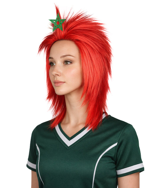 Morocco Flag 80's Mullet Red and Green Wig