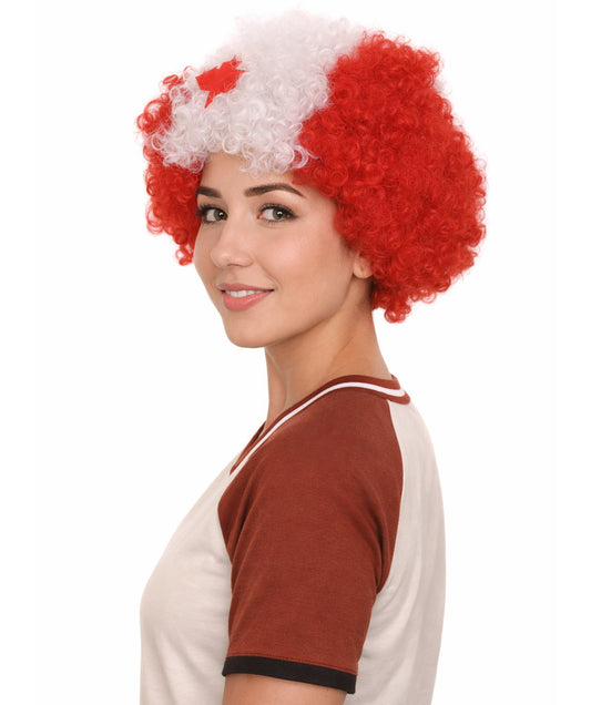 Canada Flag Afro Red and White Wig