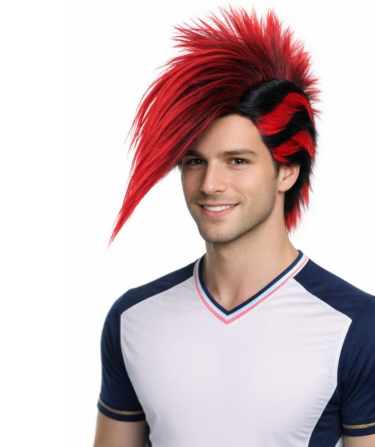 Albania Flag Mohawk Red and Black Wig