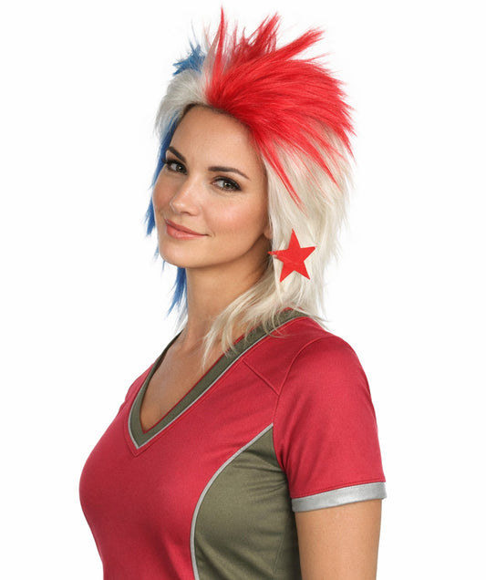 Panama Flag 80's Mullet Multicolor Wig