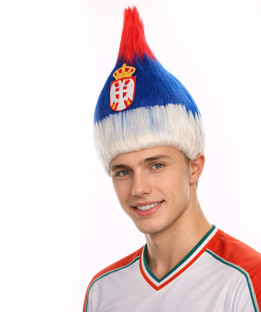 Serbia Flag Troll Multicolor Wig