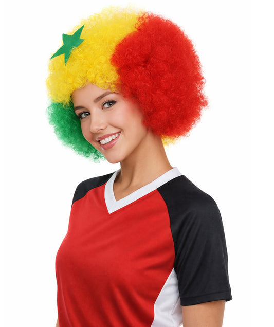 Senegal Flag Sport Afro Multicolor Wig
