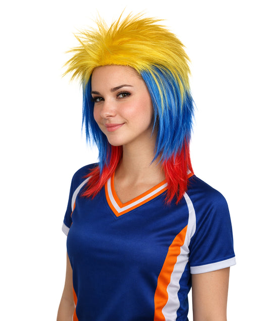 Colombia Flag 80's Mullet Multicolor Wig