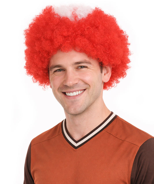 Switzerland Flag Afro Red and White Wig