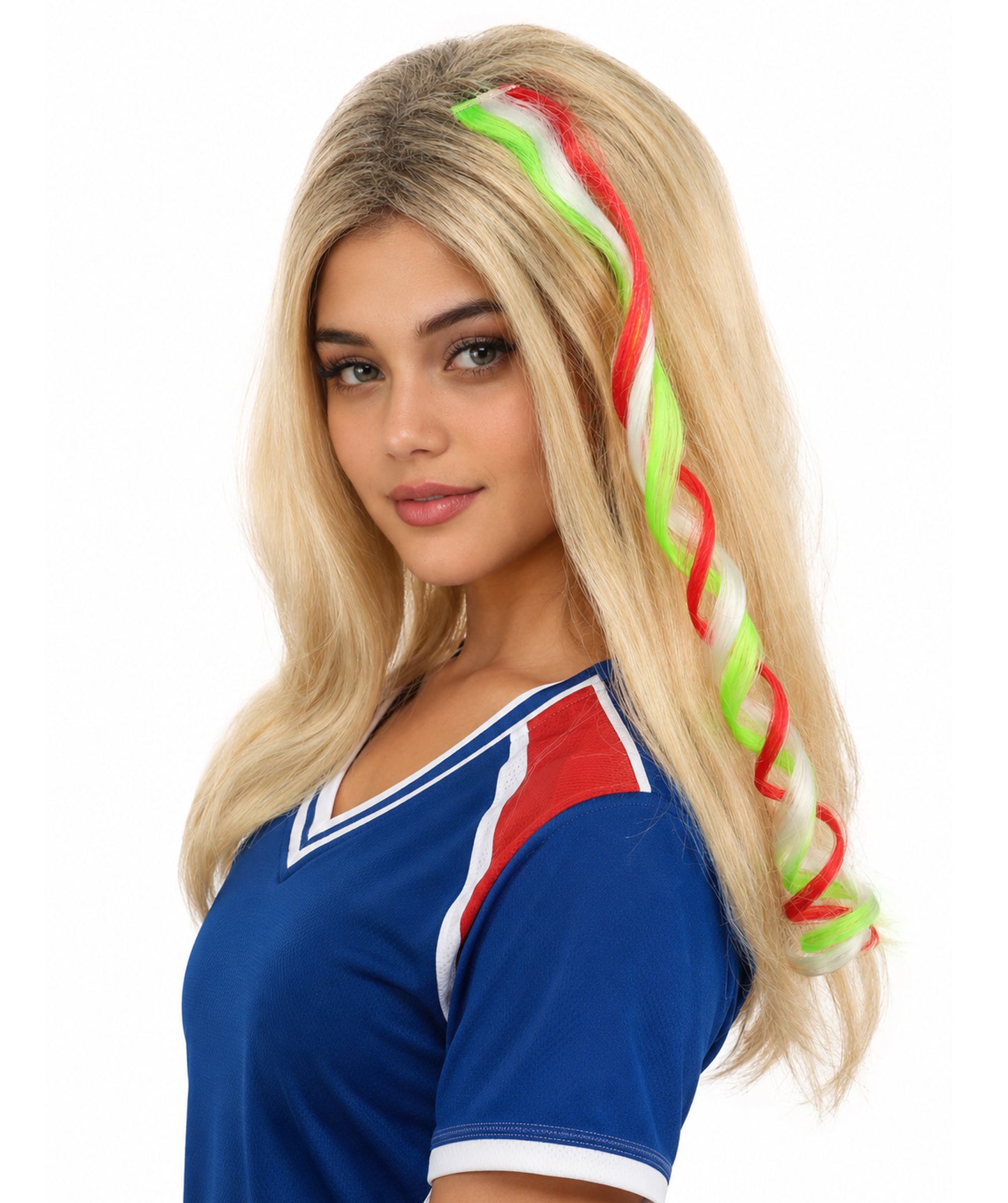 Adult Women's National Flag Hair Streak | Crafted from Flame-retardant Synthetic Febric with a textured spiral construction | Ideal for theater, drag, and costume events