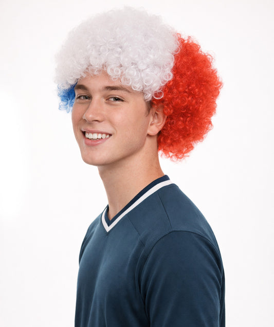 Chile Flag Afro Multicolor Wig
