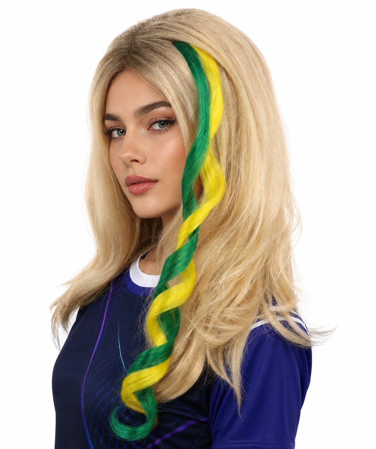 Brazil Flag green and yellow Hair Extension