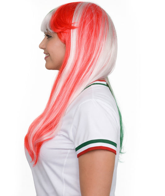 Mexico Flag Long Bob Multicolor Wig