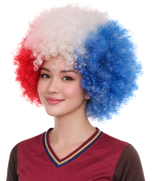 France Flag Afro Multicolor Wig
