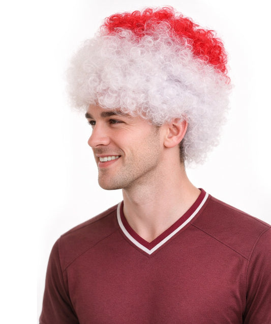 Japan Flag Afro Red and White Wig