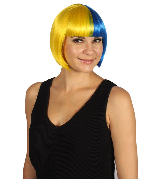 Yellow & Blue Two-tone Short Bob Wig