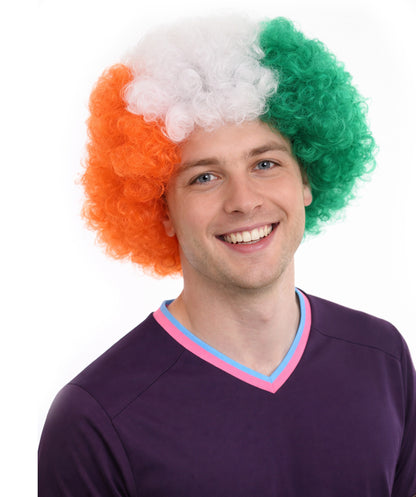 Ivory Coast Flag Afro Multicolor Wig