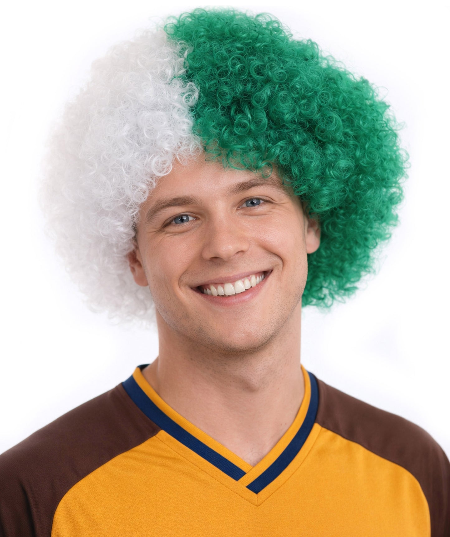 Algeria Flag Jumbo Afro Green and White Wig
