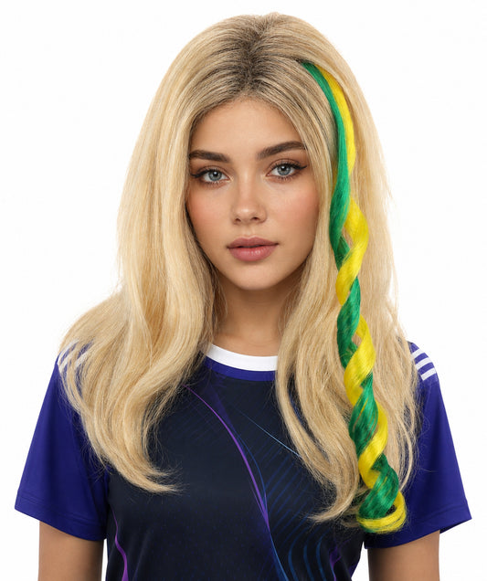 Brazil Flag green and yellow Hair Extension