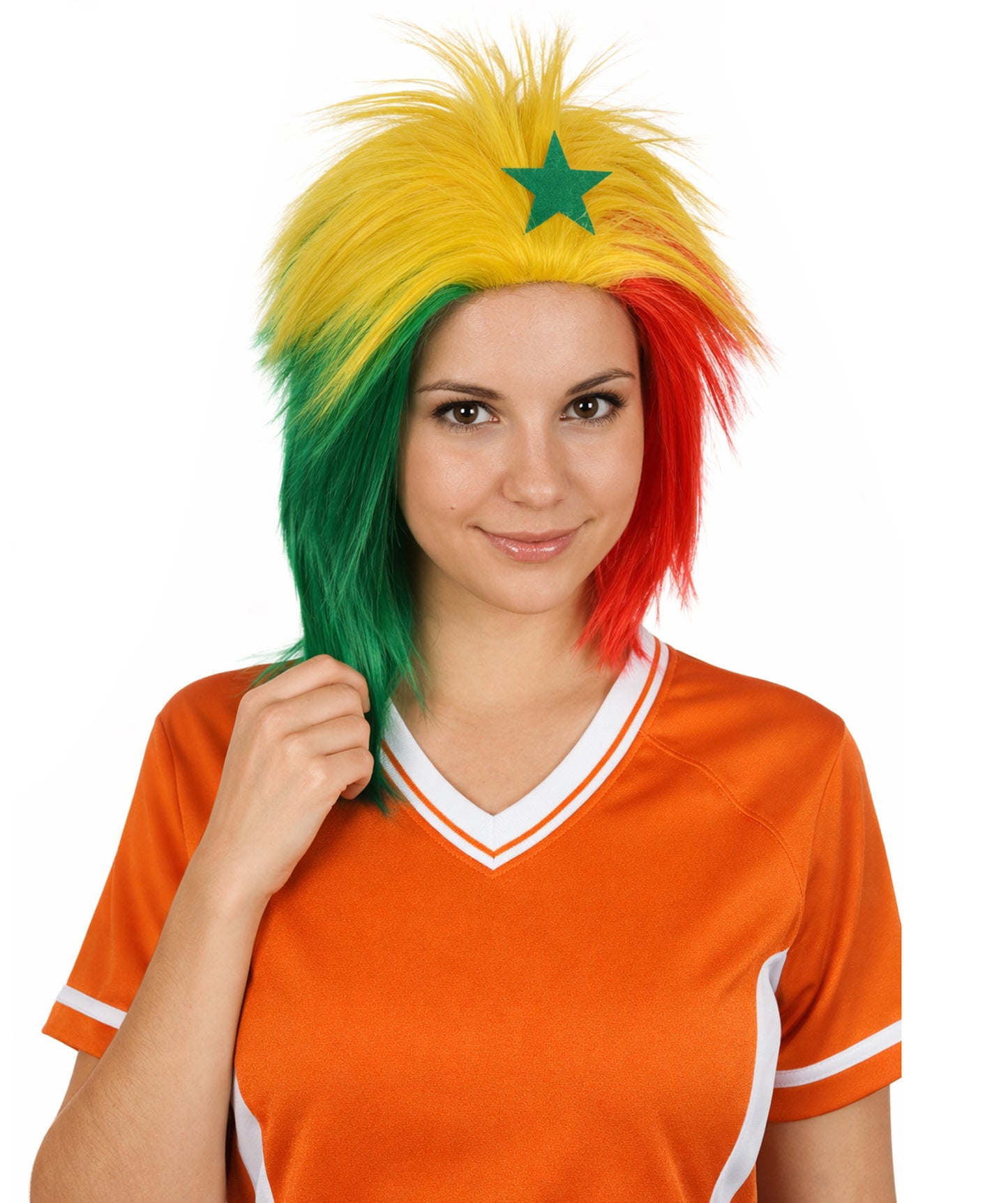 Senegal  Flag 80's Mullet Multicolor Wig