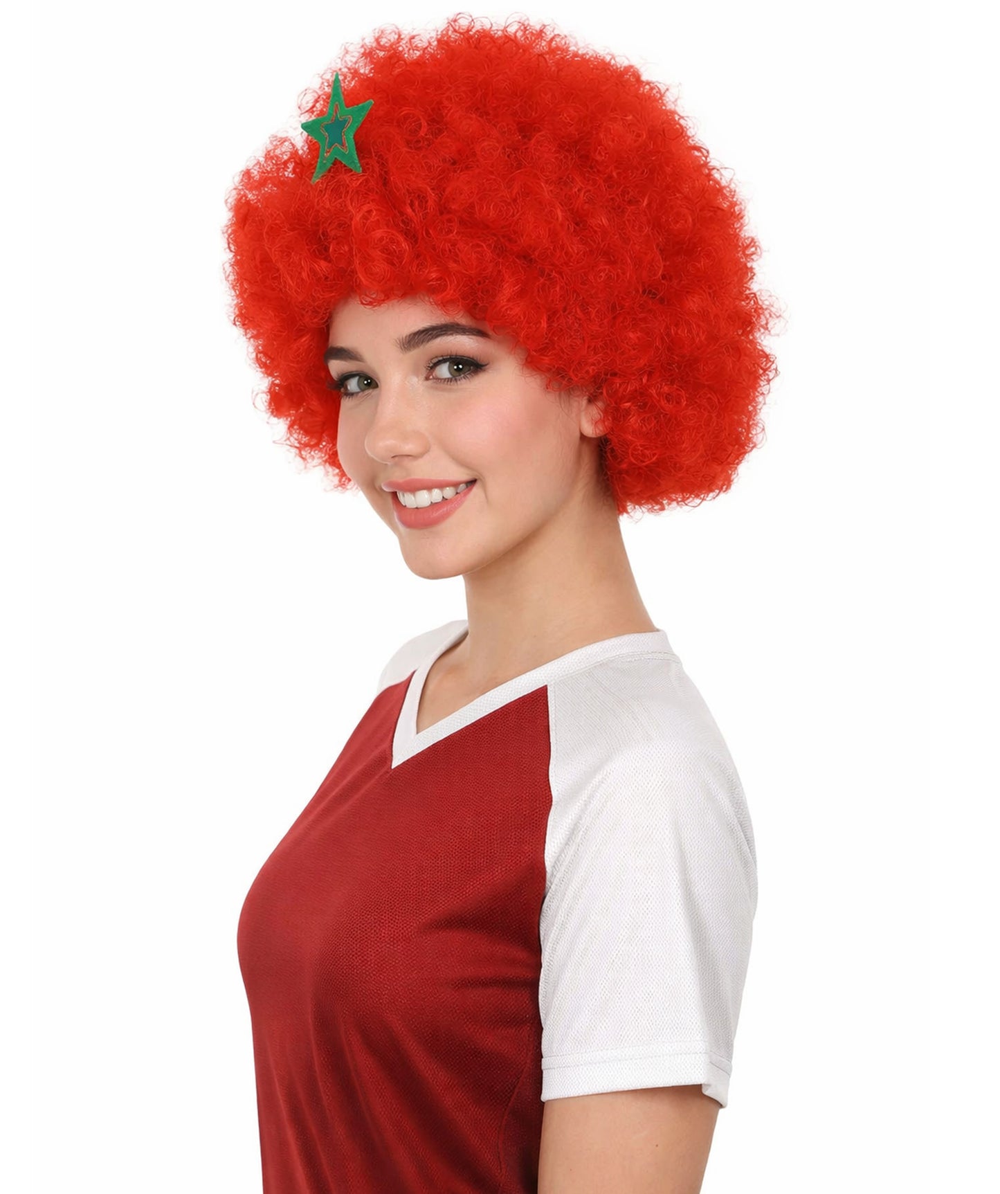 Morocco Flag Sport Afro Red and Green Wig