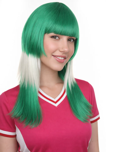 Saudi Arabia Flag Long Bob White and Green Wig