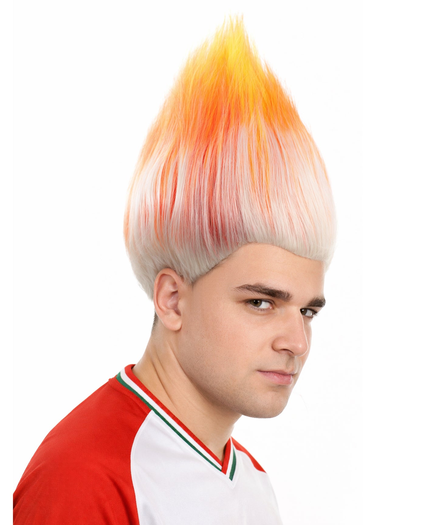 Unisex Adult & Teen Wig | Trolls Orange & White Wig | Premium Breathable Capless Cap