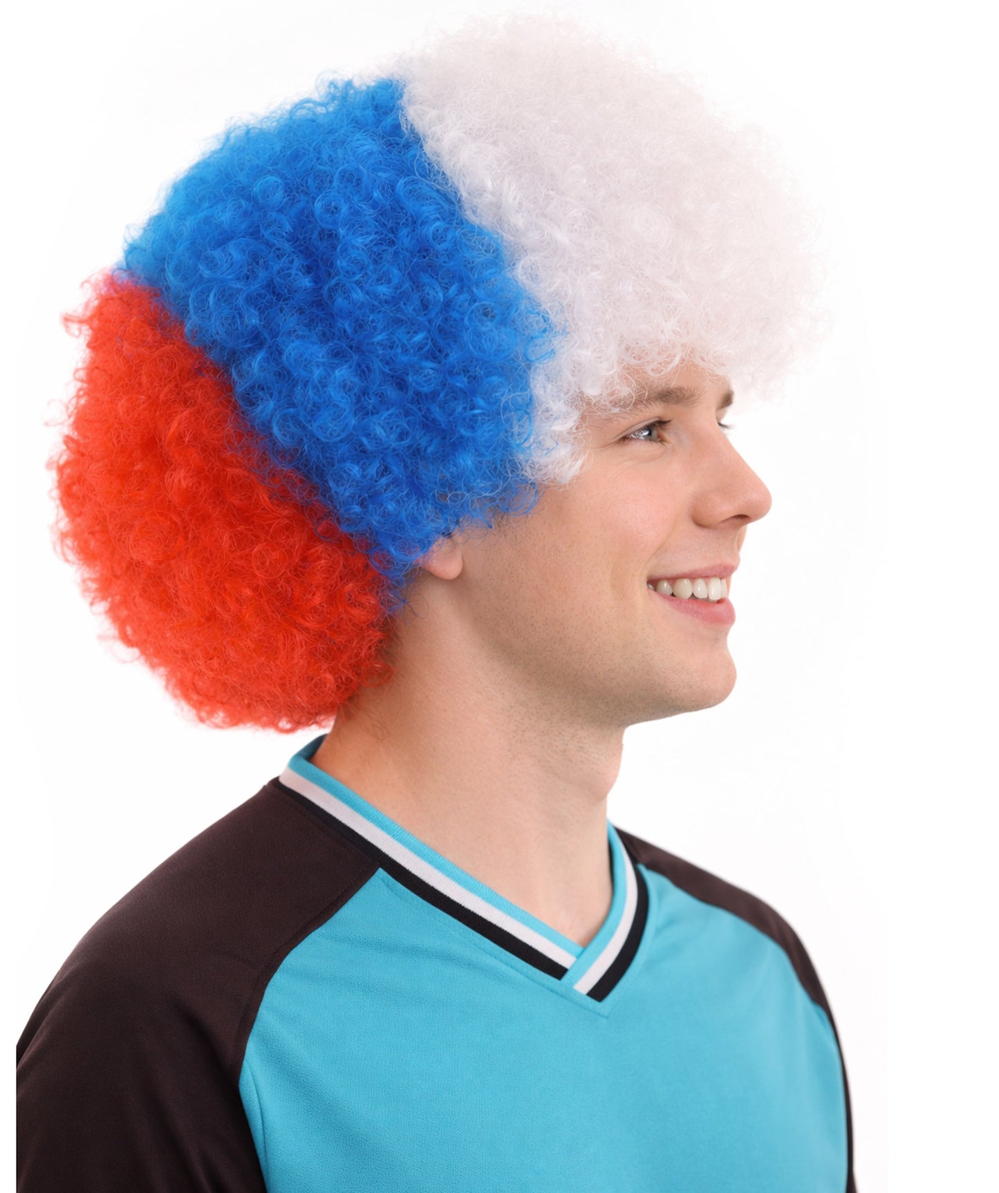 France Flag Afro Multicolor Wig