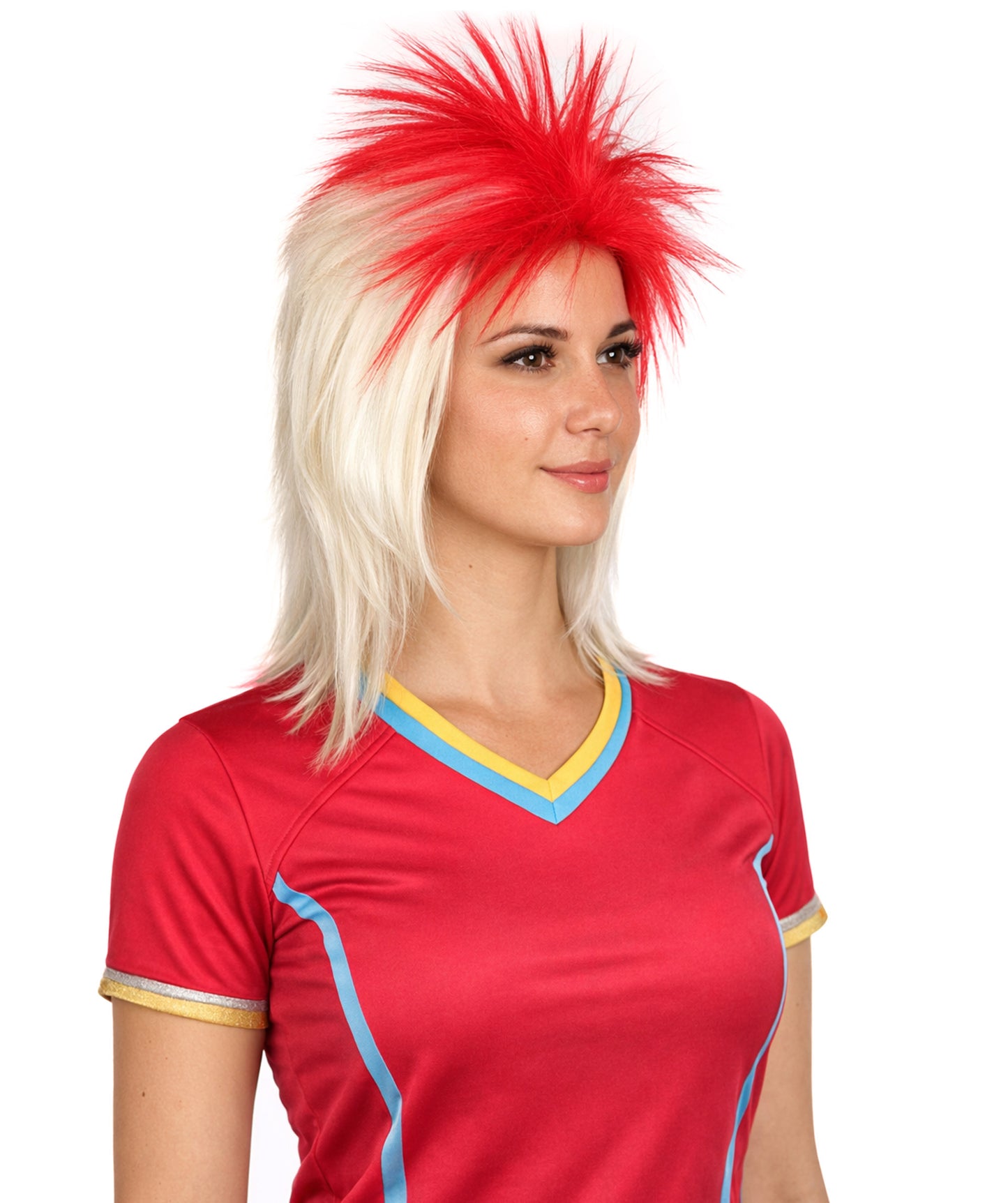 Japanese Flag 80's Mullet Red and White Wig