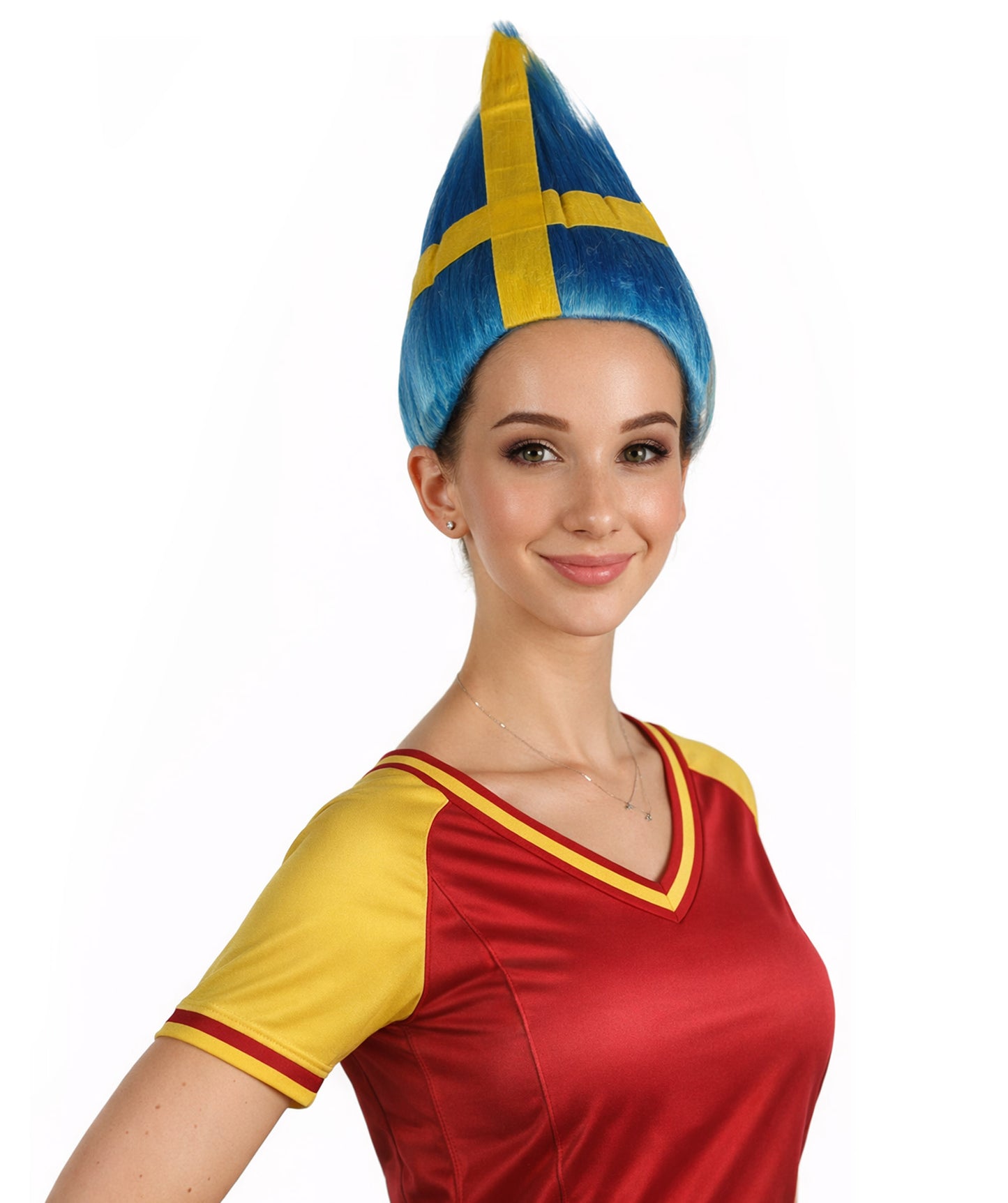 Sweden Sport Flag Troll Blue & Yellow Wig