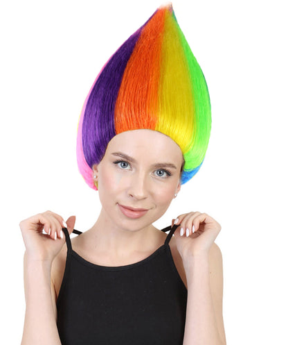 Rainbow Colors Straight Trolls Wig Halloween Cosplay Party Fancy Dress HW-1348 | HPO