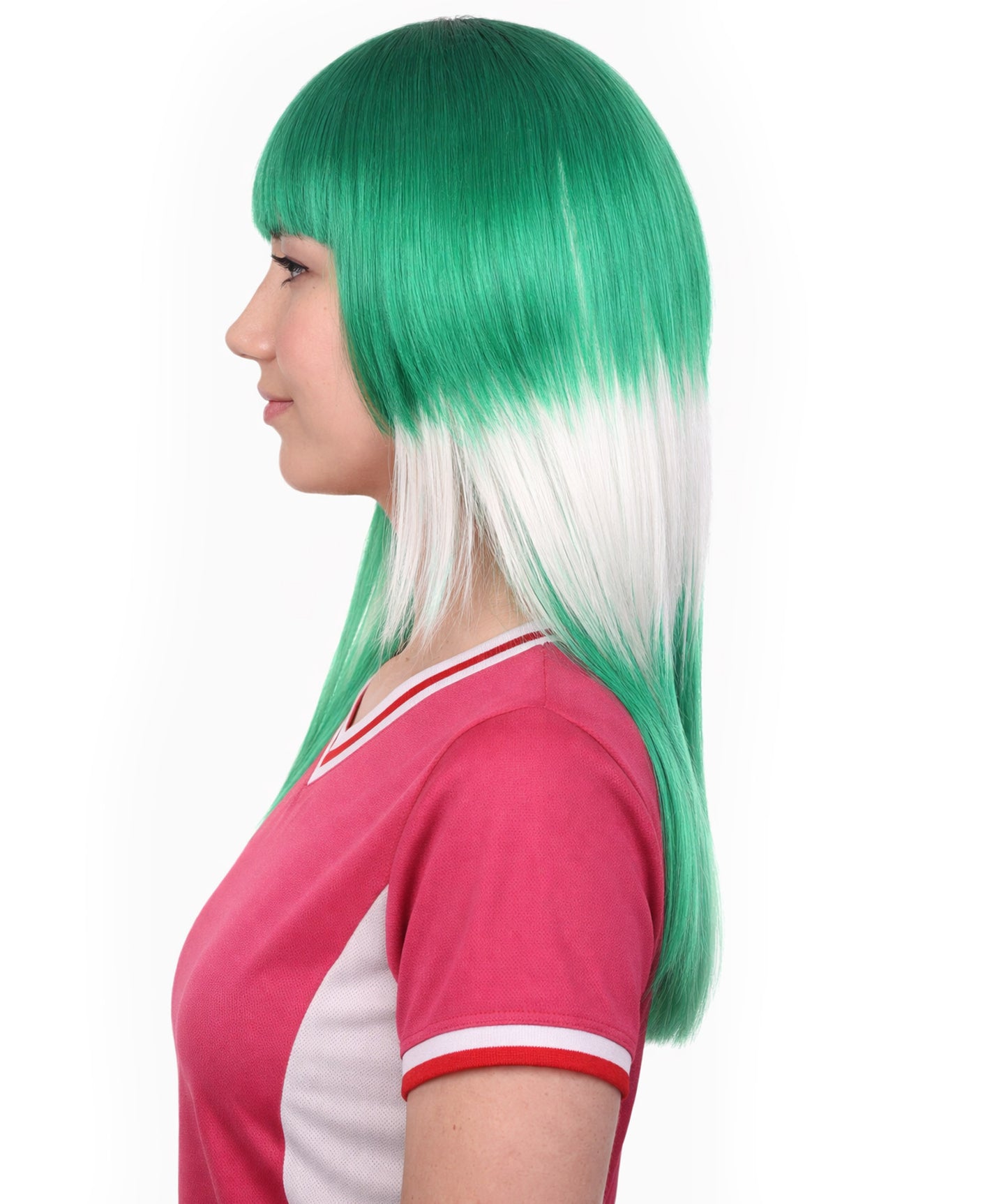 Saudi Arabia Flag Long Bob White and Green Wig