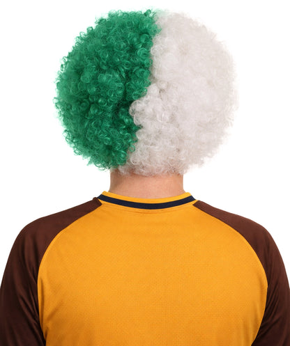 Algeria Flag Jumbo Afro Green and White Wig