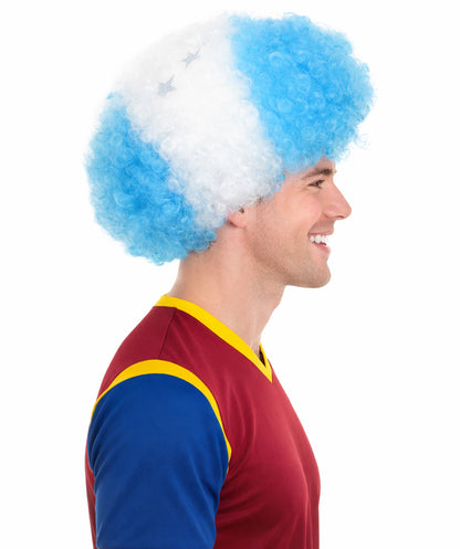 Argentina Flag Afro Light Blue and White Wig