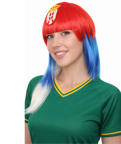 Serbia Flag Bob Multicolor Wig
