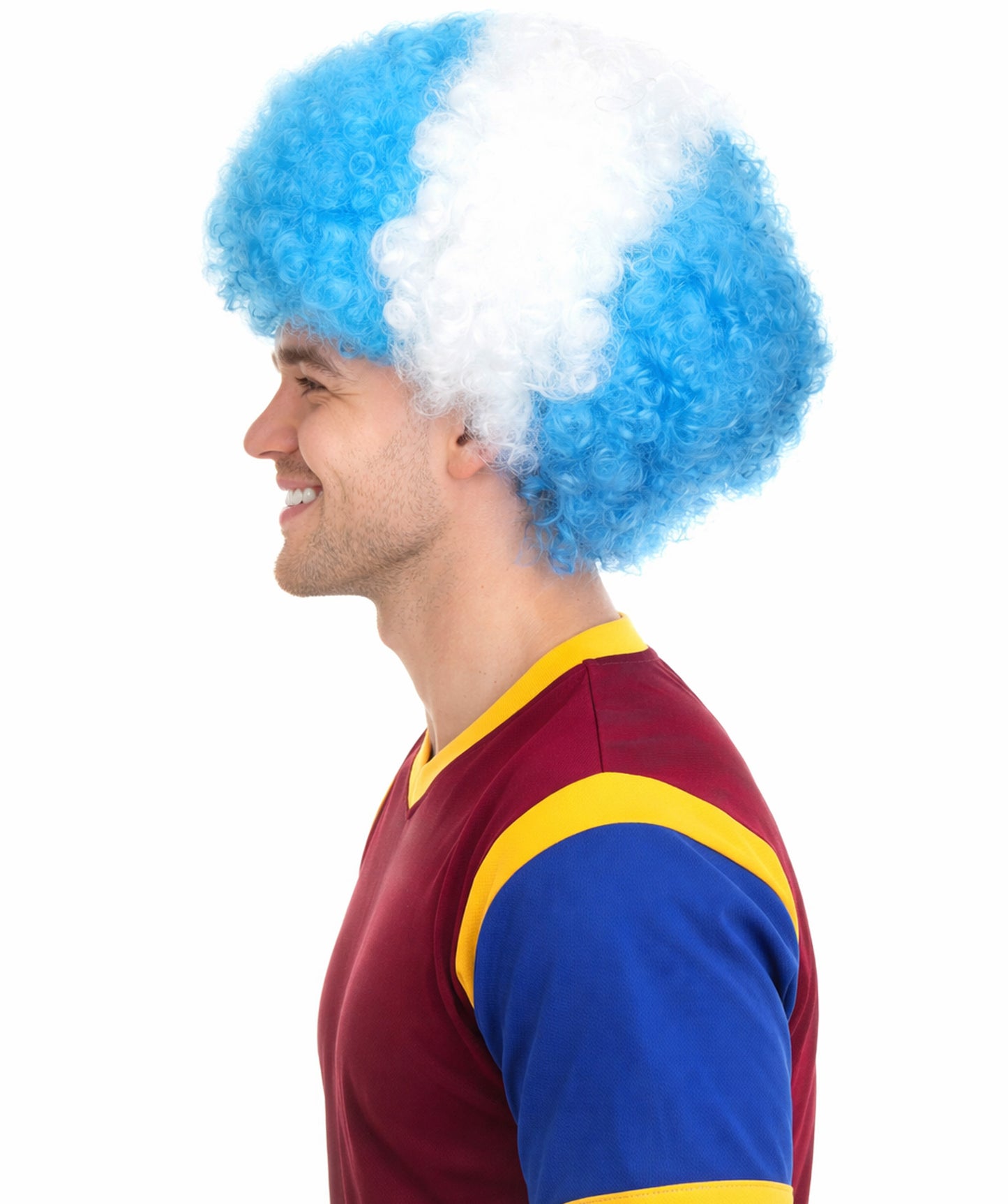 Argentina Flag Afro Light Blue and White Wig