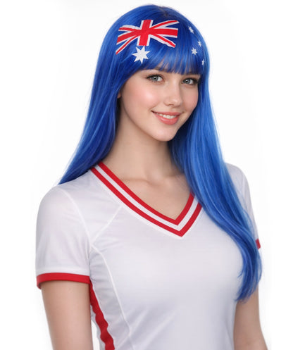 Australian Flag Long Bob Multicolor Wig