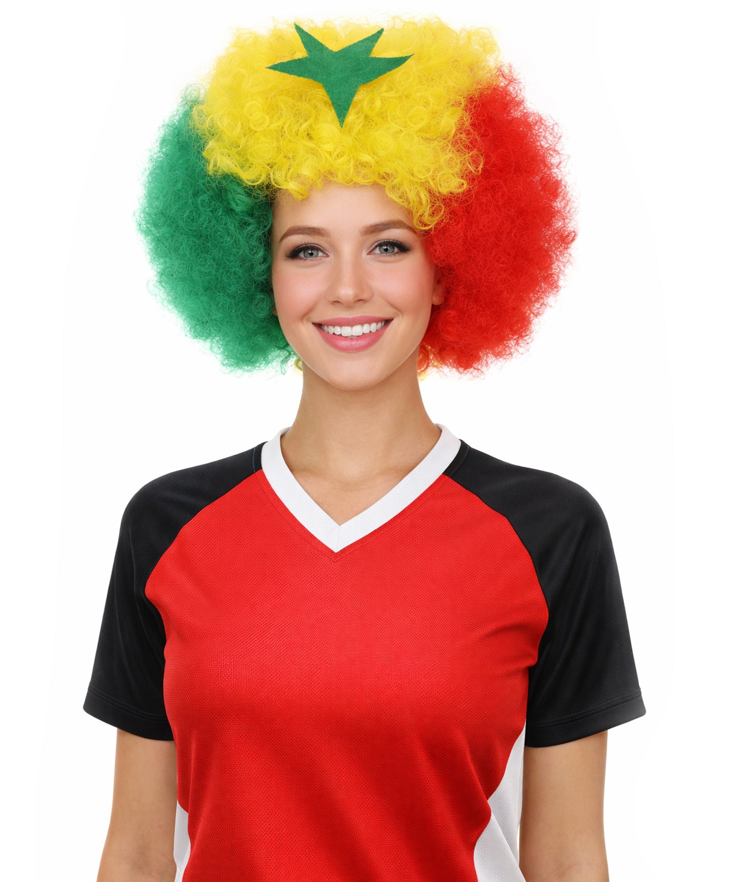 Senegal Flag Sport Afro Multicolor Wig