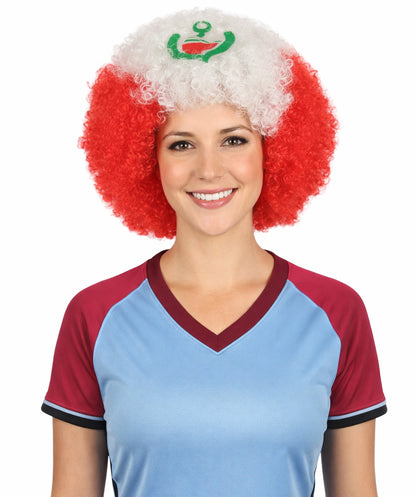 Peru Flag Afro Red and White Wig