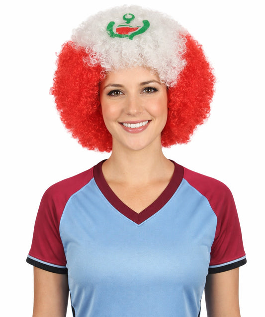 Peru Flag Afro Red and White Wig