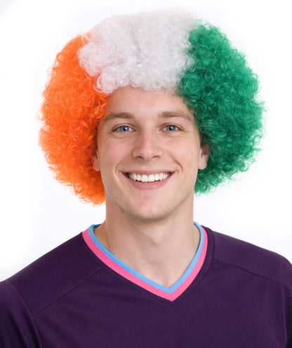 Ivory Coast Flag Afro Multicolor Wig