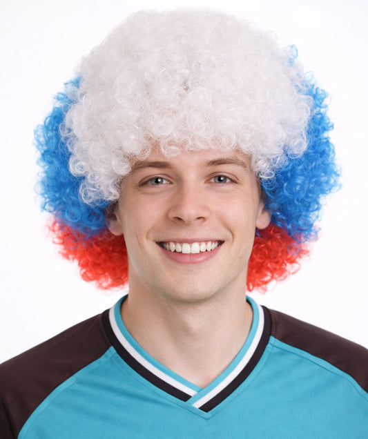 France Flag Afro Multicolor Wig