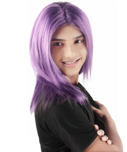 Rainbow Rapper | Multiple color Straight Medium Length Music Icon Wig | Premium Halloween Wig