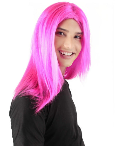 Rainbow Rapper | Multiple color Straight Medium Length Music Icon Wig | Premium Halloween Wig