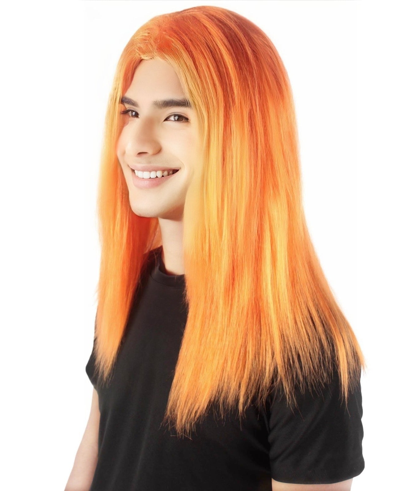 Rainbow Rapper | Multiple color Straight Medium Length Music Icon Wig | Premium Halloween Wig