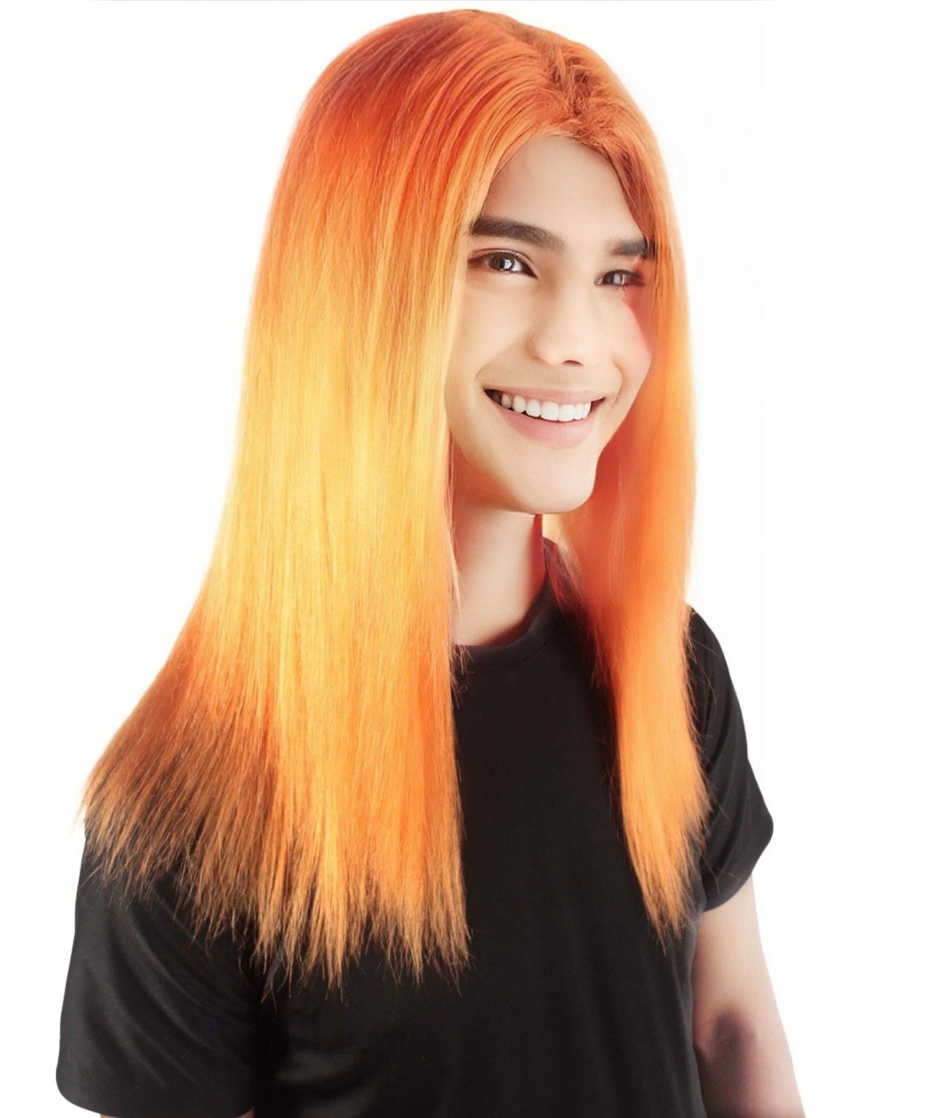 Rainbow Rapper | Multiple color Straight Medium Length Music Icon Wig | Premium Halloween Wig