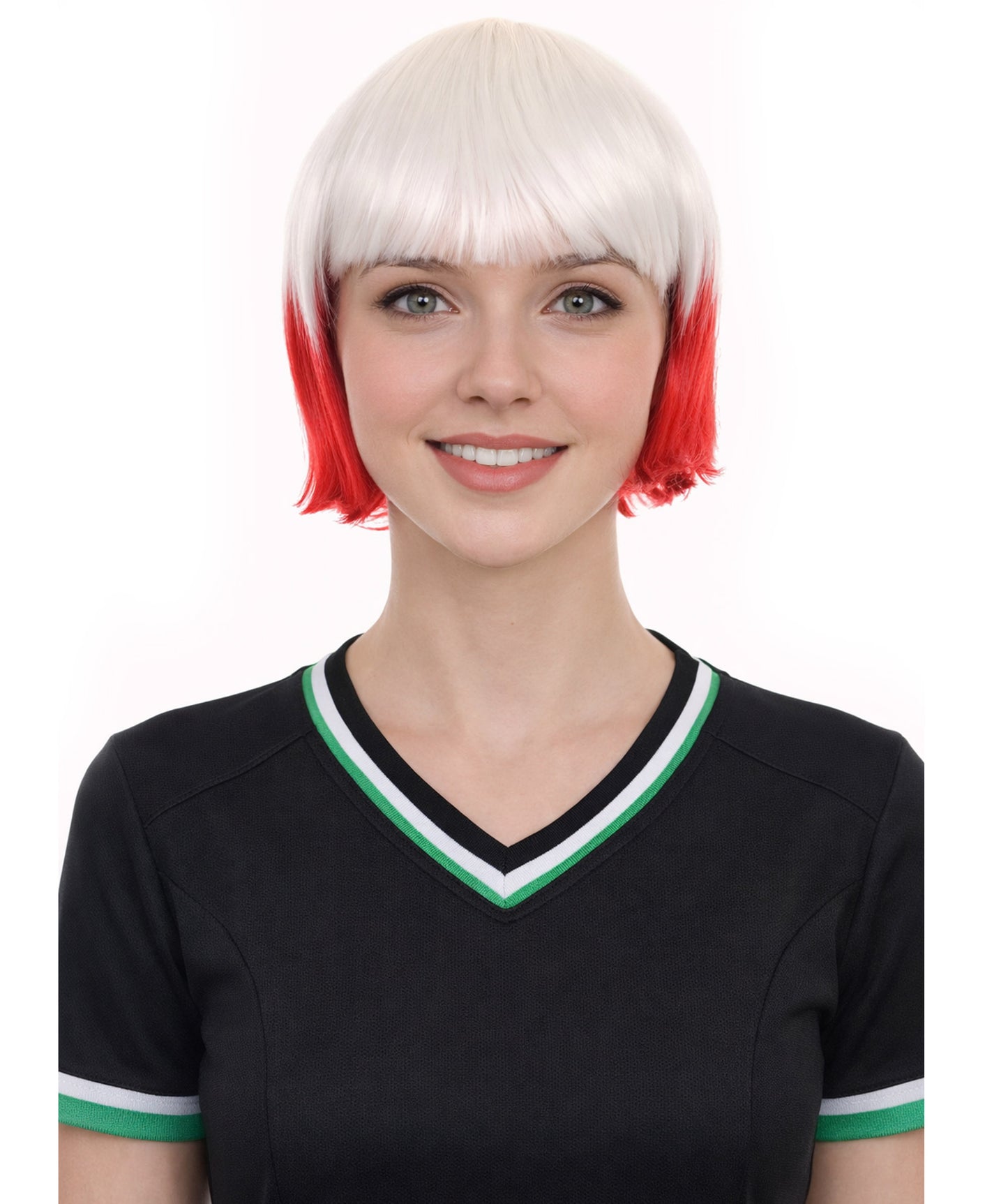 Poland Flag Bob White and Red Wig